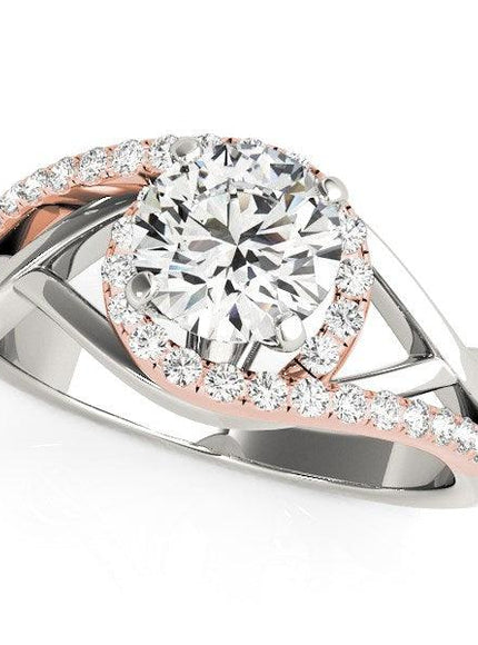 14k White And Rose Gold Bypass Diamond Engagement Ring (1 1/4 cttw) - Ellie Belle