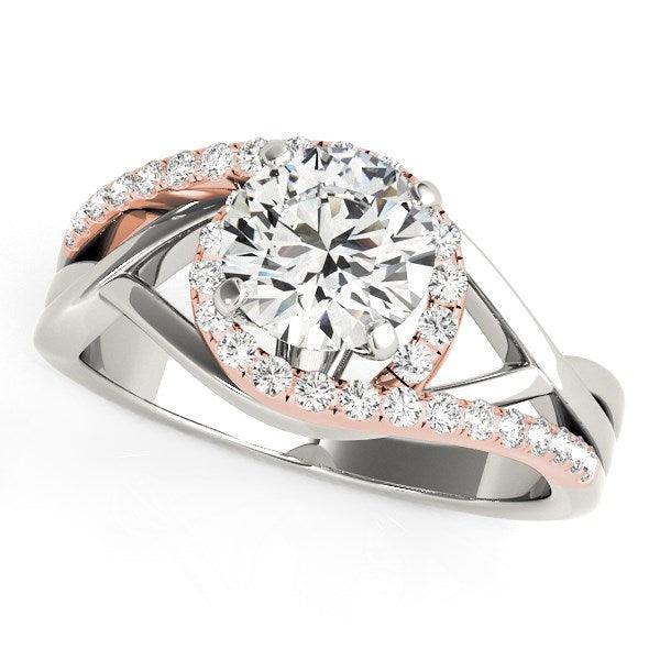 14k White And Rose Gold Bypass Diamond Engagement Ring (1 1/4 cttw) - Ellie Belle