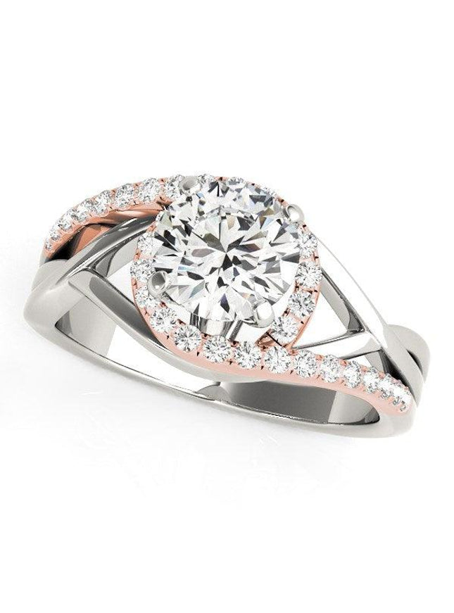 14k White And Rose Gold Bypass Diamond Engagement Ring (1 1/4 cttw) - Ellie Belle
