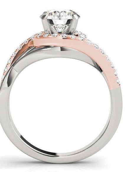 14k White And Rose Gold Bypass Diamond Engagement Ring (1 1/4 cttw) - Ellie Belle