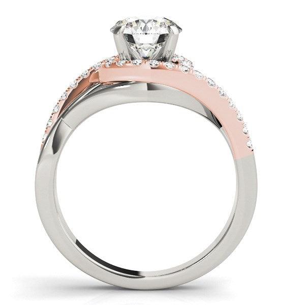 14k White And Rose Gold Bypass Diamond Engagement Ring (1 1/4 cttw) - Ellie Belle