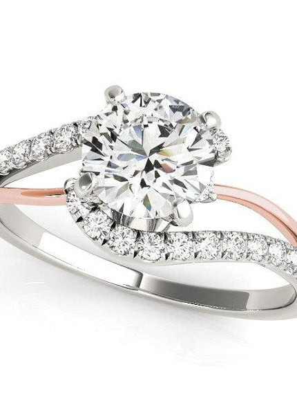 14k White And Rose Gold Bypass Shank Diamond Engagement Ring (1 1/3 cttw) - Ellie Belle