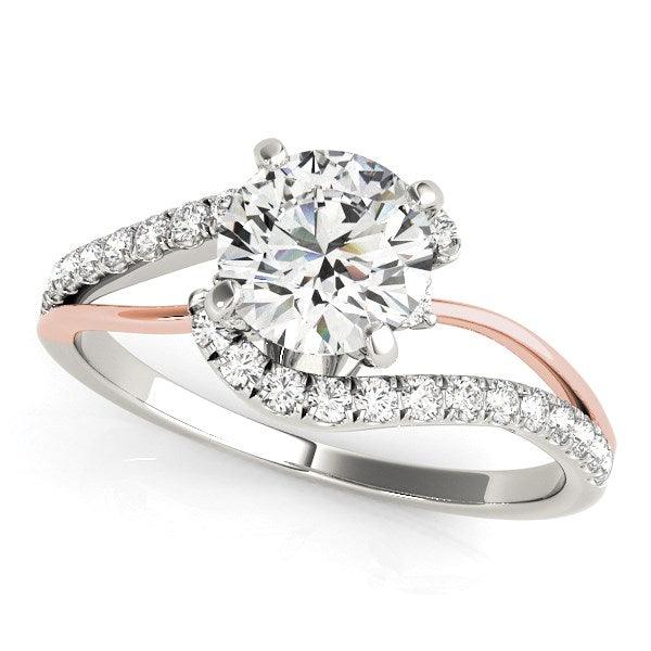 14k White And Rose Gold Bypass Shank Diamond Engagement Ring (1 1/3 cttw) - Ellie Belle