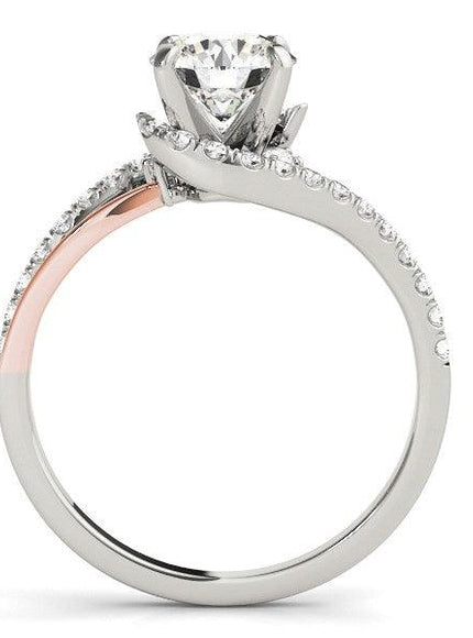 14k White And Rose Gold Bypass Shank Diamond Engagement Ring (1 1/3 cttw) - Ellie Belle