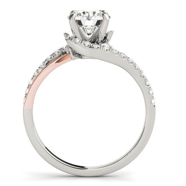 14k White And Rose Gold Bypass Shank Diamond Engagement Ring (1 1/3 cttw) - Ellie Belle