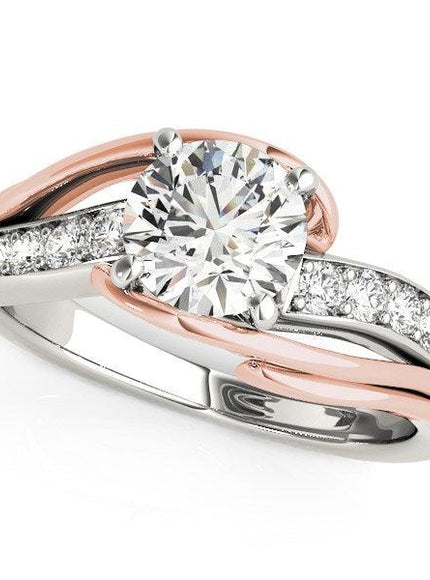 14k White And Rose Gold Bypass Shank Diamond Engagement Ring (1 1/8 cttw) - Ellie Belle