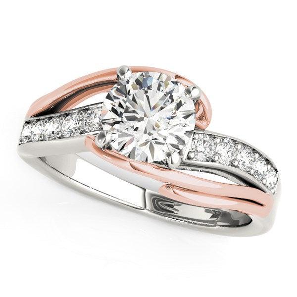 14k White And Rose Gold Bypass Shank Diamond Engagement Ring (1 1/8 cttw) - Ellie Belle