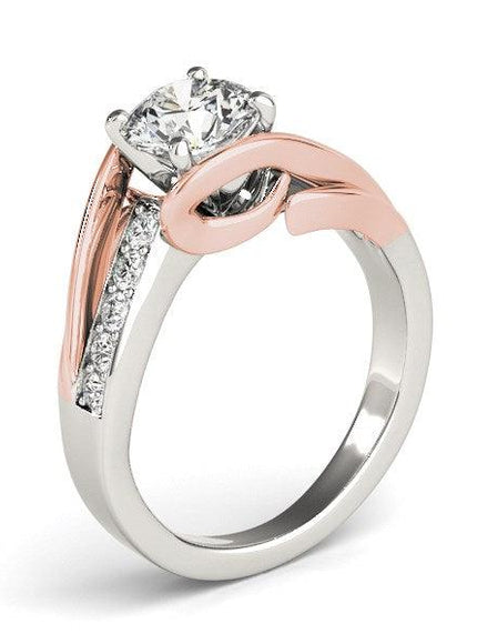 14k White And Rose Gold Bypass Shank Diamond Engagement Ring (1 1/8 cttw) - Ellie Belle