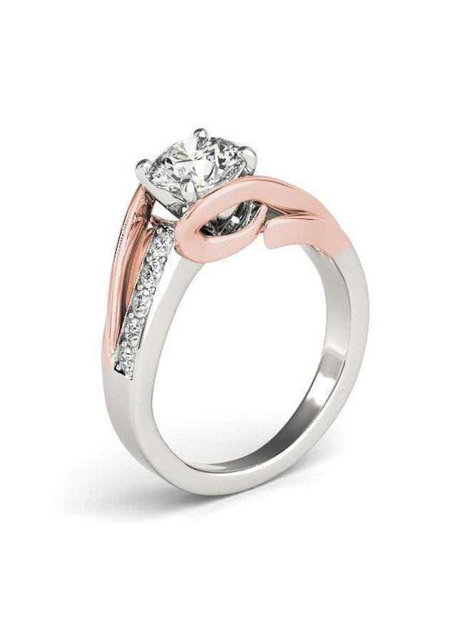 14k White And Rose Gold Bypass Shank Diamond Engagement Ring (1 1/8 cttw) - Ellie Belle