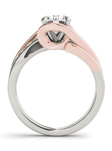 14k White And Rose Gold Bypass Shank Diamond Engagement Ring (1 1/8 cttw) - Ellie Belle