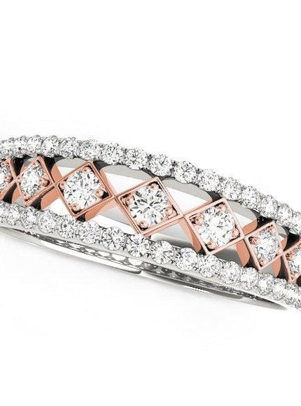 14k White And Rose Gold Diamond Band (3/8 cttw) - Ellie Belle