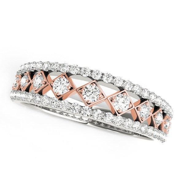 14k White And Rose Gold Diamond Band (3/8 cttw) - Ellie Belle