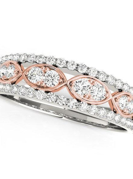 14k White And Rose Gold Doulbe Diamond Infinity Design Band (3/8 cttw) - Ellie Belle