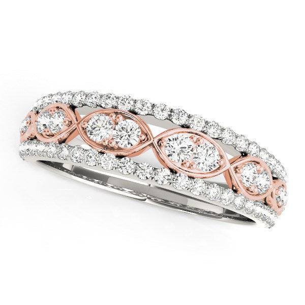 14k White And Rose Gold Doulbe Diamond Infinity Design Band (3/8 cttw) - Ellie Belle