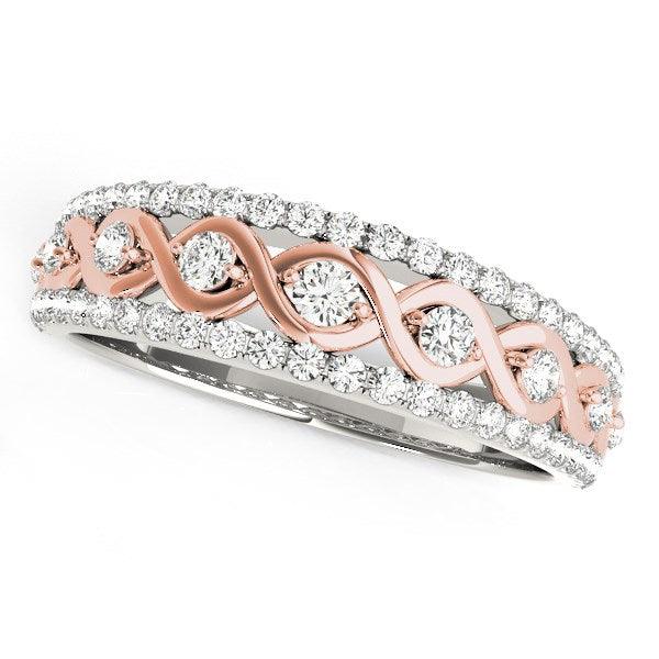 14k White And Rose Gold Infinity Diamond Band (3/8 cttw) - Ellie Belle