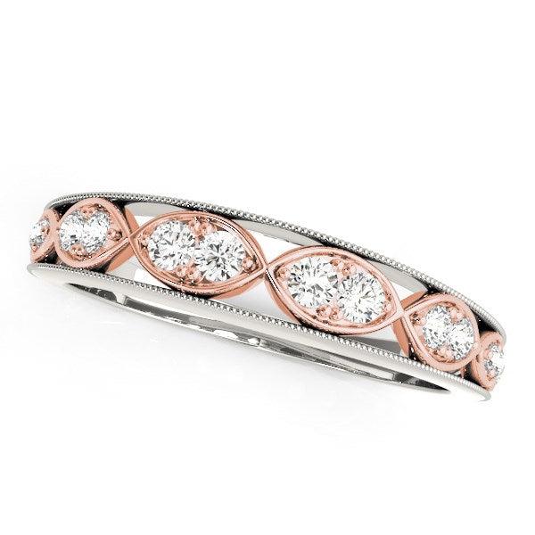 14k White And Rose Gold Infinity Style Diamond Band (1/5 cttw) - Ellie Belle