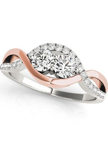 14k White And Rose Gold Infinity Style Two Stone Diamond Ring (5/8 cttw) - Ellie Belle