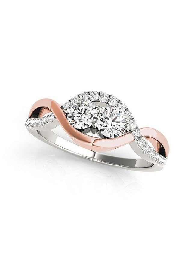 14k White And Rose Gold Infinity Style Two Stone Diamond Ring (5/8 cttw) - Ellie Belle