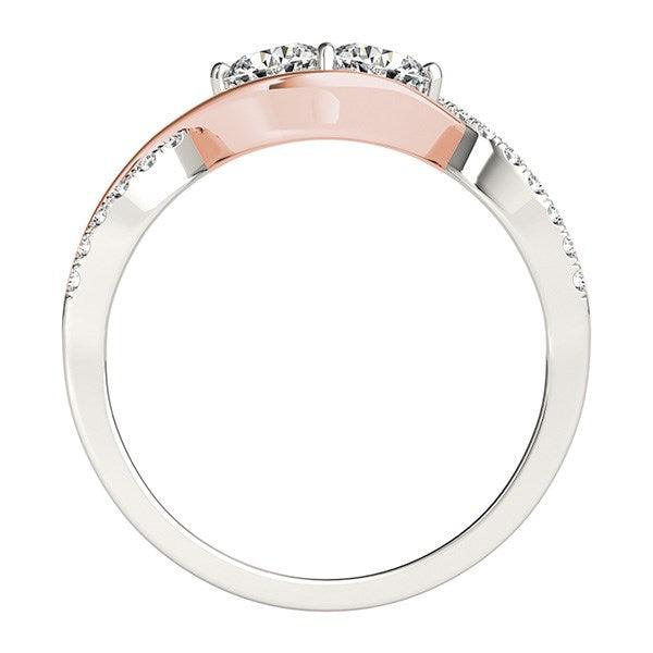 14k White And Rose Gold Infinity Style Two Stone Diamond Ring (5/8 cttw) - Ellie Belle