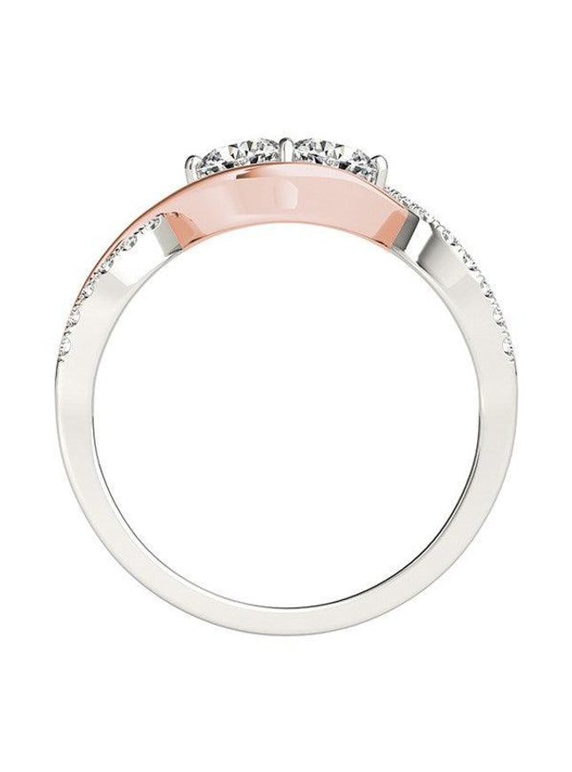 14k White And Rose Gold Infinity Style Two Stone Diamond Ring (5/8 cttw) - Ellie Belle