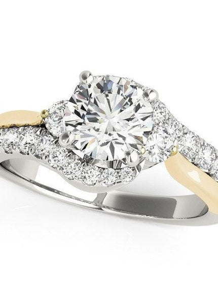 14k White And Yellow Gold Round Bypass Diamond Engagement Ring (1 1/2 cttw) - Ellie Belle