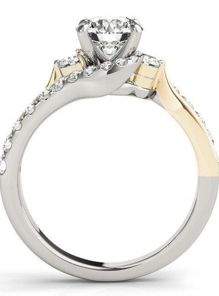 14k White And Yellow Gold Round Bypass Diamond Engagement Ring (1 1/2 cttw) - Ellie Belle