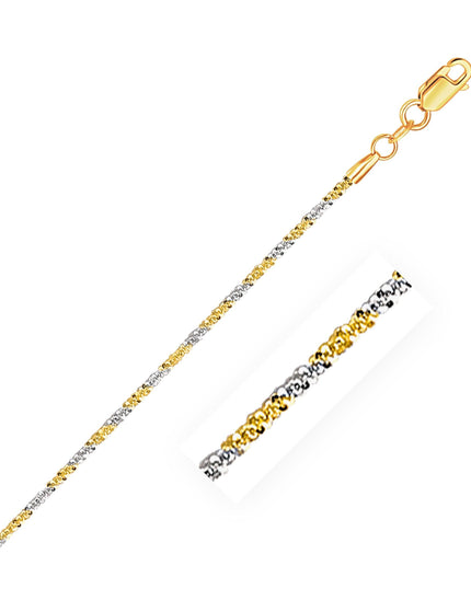 14k White and Yellow Gold Two Tone Sparkle Chain 1.5mm - Ellie Belle