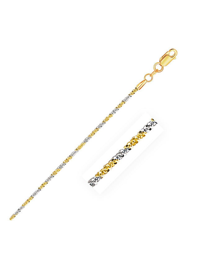 14k White and Yellow Gold Two Tone Sparkle Chain 1.5mm - Ellie Belle
