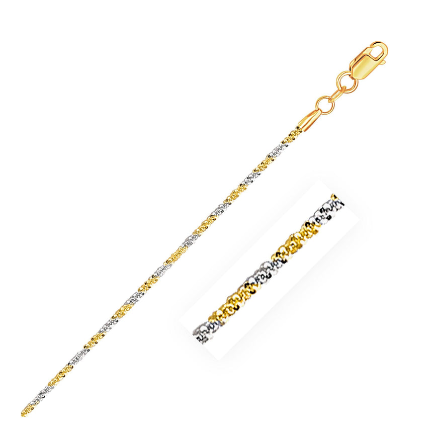 14k White and Yellow Gold Two Tone Sparkle Chain 1.5mm - Ellie Belle