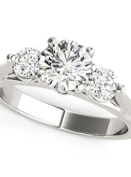 14k White Gold 3 Stone Prong Setting Diamond Engagement Ring (1 3/8 cttw) - Ellie Belle