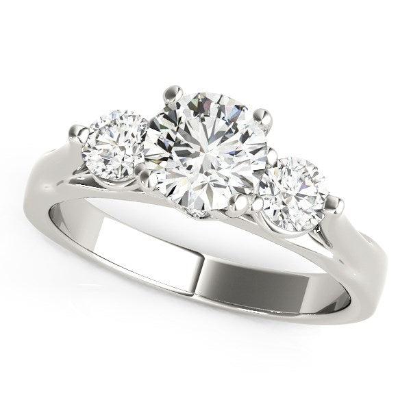 14k White Gold 3 Stone Prong Setting Diamond Engagement Ring (1 3/8 cttw) - Ellie Belle