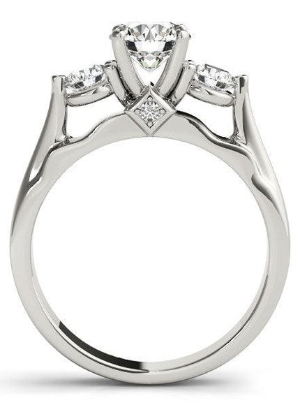 14k White Gold 3 Stone Prong Setting Diamond Engagement Ring (1 3/8 cttw) - Ellie Belle