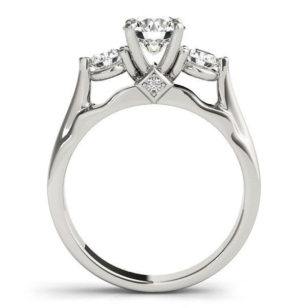 14k White Gold 3 Stone Prong Setting Diamond Engagement Ring (1 3/8 cttw) - Ellie Belle