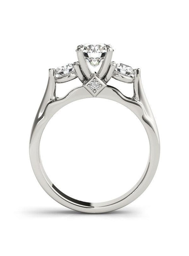 14k White Gold 3 Stone Prong Setting Diamond Engagement Ring (1 3/8 cttw) - Ellie Belle