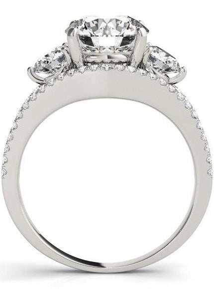 14k White Gold 3 Stone Split Pave Shank Diamond Engagement Ring (2 3/4 cttw) - Ellie Belle