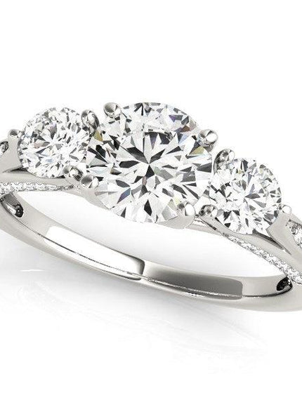 14k White Gold 3 Stone Style Round Diamond Engagement Ring (1 3/4 cttw) - Ellie Belle