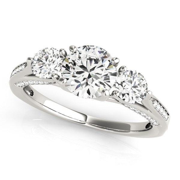 14k White Gold 3 Stone Style Round Diamond Engagement Ring (1 3/4 cttw) - Ellie Belle