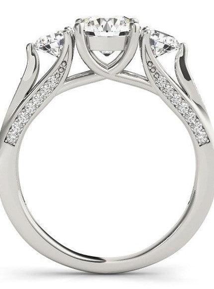 14k White Gold 3 Stone Style Round Diamond Engagement Ring (1 3/4 cttw) - Ellie Belle