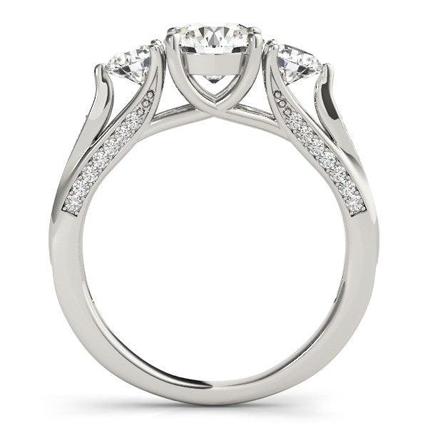 14k White Gold 3 Stone Style Round Diamond Engagement Ring (1 3/4 cttw) - Ellie Belle