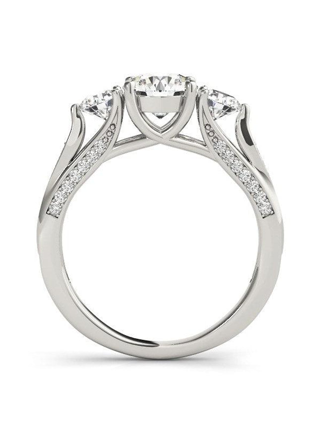 14k White Gold 3 Stone Style Round Diamond Engagement Ring (1 3/4 cttw) - Ellie Belle