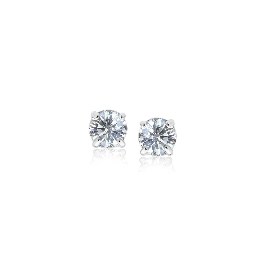 14k White Gold 3mm Faceted White Cubic Zirconia Stud Earrings - Ellie Belle