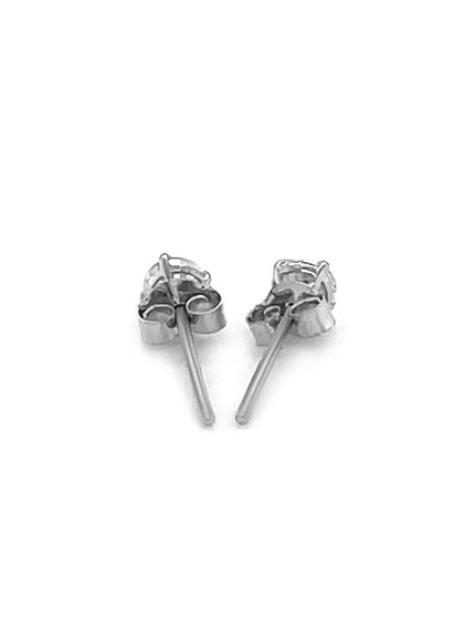 14k White Gold 3mm Faceted White Cubic Zirconia Stud Earrings - Ellie Belle