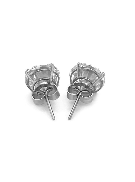 14k White Gold 8.0mm Round CZ Stud Earrings - Ellie Belle