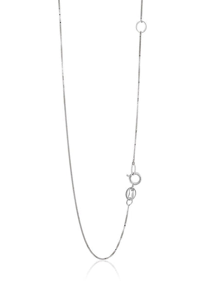 14k White Gold Adjustable Box Chain 0.6mm - Ellie Belle