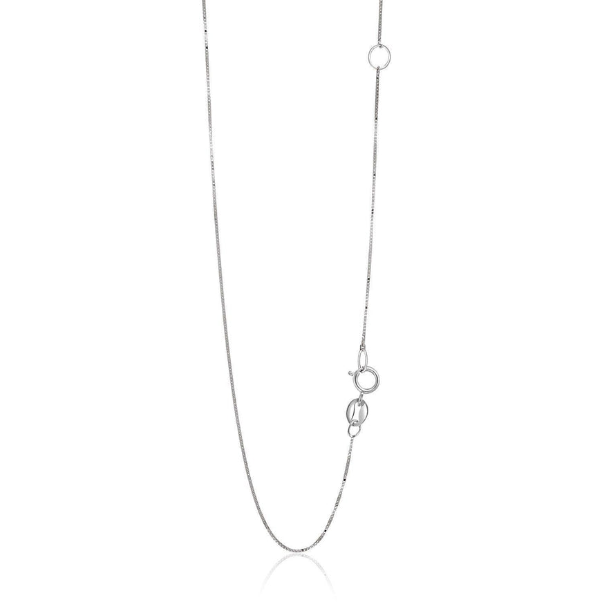 14k White Gold Adjustable Box Chain 0.6mm - Ellie Belle