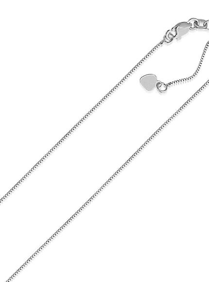 14k White Gold Adjustable Box Chain 0.7mm - Ellie Belle