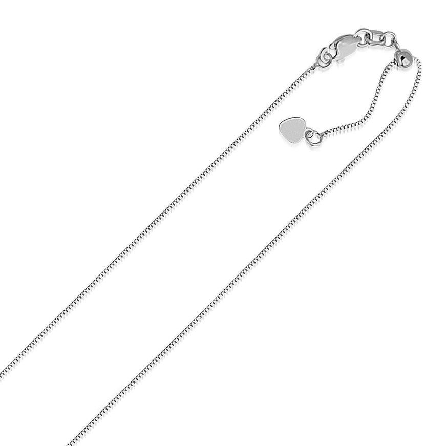 14k White Gold Adjustable Box Chain 0.7mm - Ellie Belle