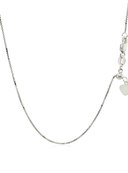 14k White Gold Adjustable Box Chain 0.7mm - Ellie Belle