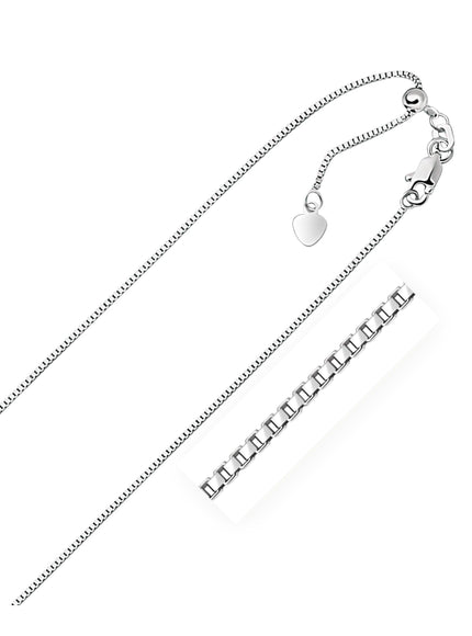 14k White Gold Adjustable Box Chain 0.85mm - Ellie Belle