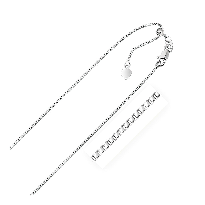 14k White Gold Adjustable Box Chain 0.85mm - Ellie Belle